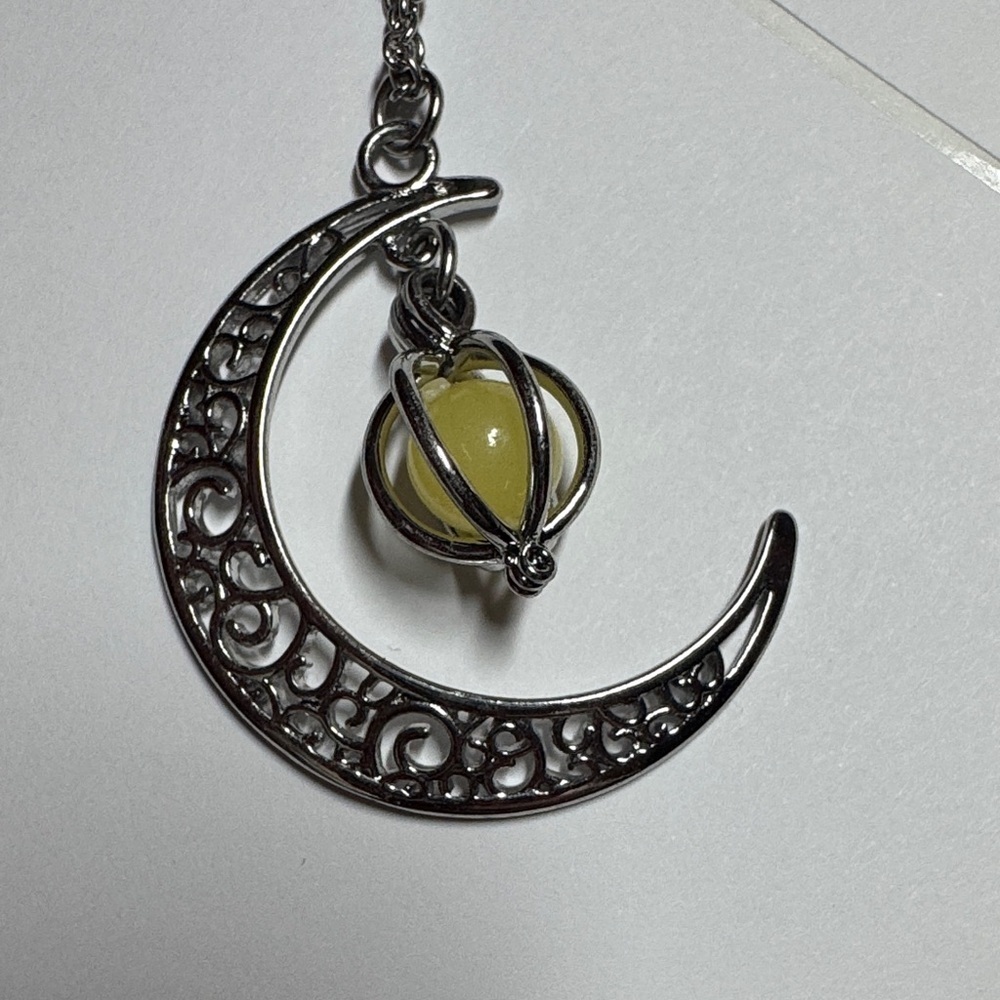 Enchanted glow in the dark moonstone pendant